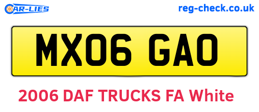 MX06GAO are the vehicle registration plates.