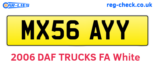 MX56AYY are the vehicle registration plates.