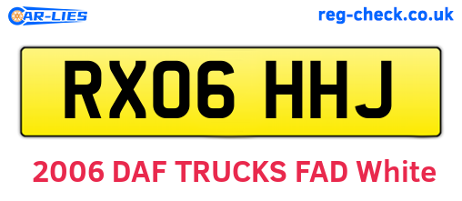 RX06HHJ are the vehicle registration plates.