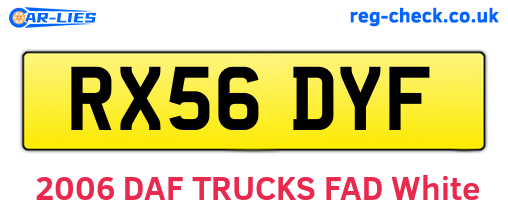 RX56DYF are the vehicle registration plates.