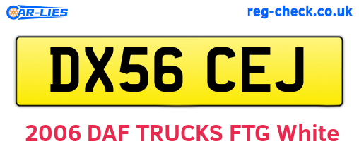 DX56CEJ are the vehicle registration plates.