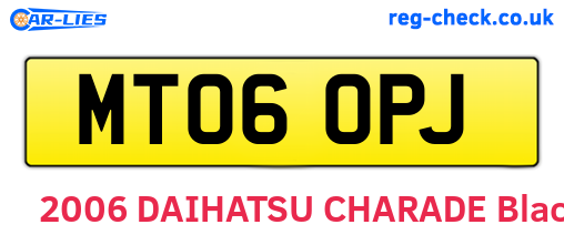 MT06OPJ are the vehicle registration plates.