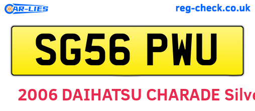 SG56PWU are the vehicle registration plates.