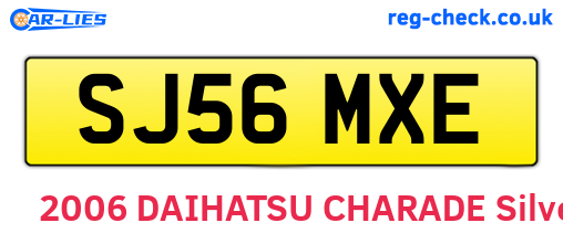 SJ56MXE are the vehicle registration plates.