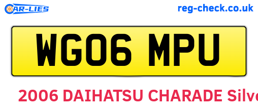 WG06MPU are the vehicle registration plates.