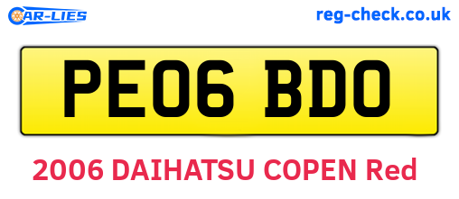 PE06BDO are the vehicle registration plates.