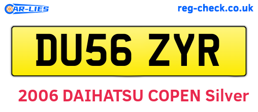 DU56ZYR are the vehicle registration plates.