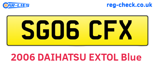 SG06CFX are the vehicle registration plates.