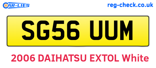 SG56UUM are the vehicle registration plates.