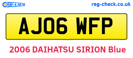 AJ06WFP are the vehicle registration plates.