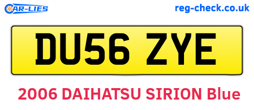 DU56ZYE are the vehicle registration plates.