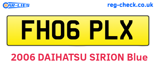 FH06PLX are the vehicle registration plates.