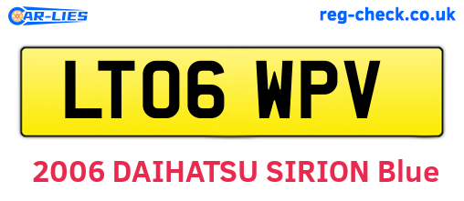 LT06WPV are the vehicle registration plates.