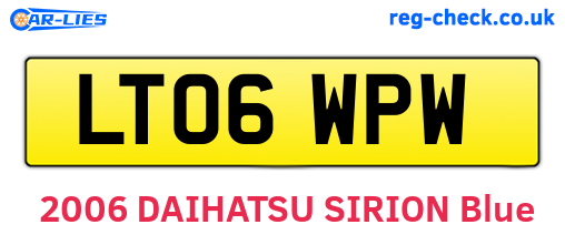 LT06WPW are the vehicle registration plates.