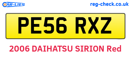 PE56RXZ are the vehicle registration plates.