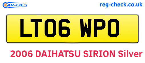 LT06WPO are the vehicle registration plates.