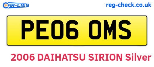PE06OMS are the vehicle registration plates.