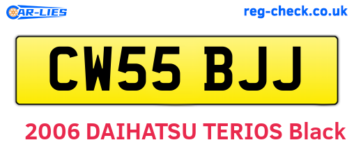 CW55BJJ are the vehicle registration plates.