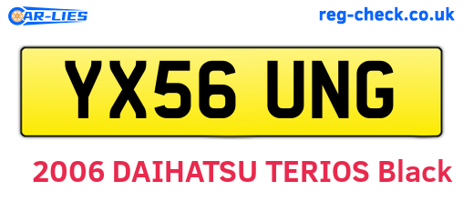 YX56UNG are the vehicle registration plates.