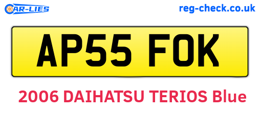 AP55FOK are the vehicle registration plates.