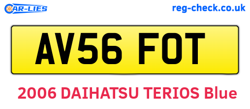 AV56FOT are the vehicle registration plates.