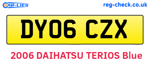 DY06CZX are the vehicle registration plates.