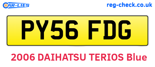 PY56FDG are the vehicle registration plates.
