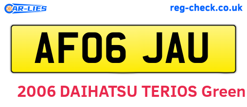 AF06JAU are the vehicle registration plates.