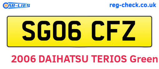 SG06CFZ are the vehicle registration plates.