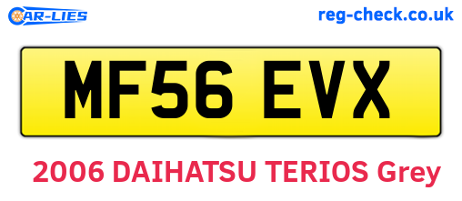 MF56EVX are the vehicle registration plates.