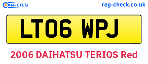 LT06WPJ are the vehicle registration plates.