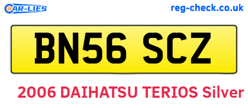 BN56SCZ are the vehicle registration plates.