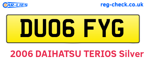 DU06FYG are the vehicle registration plates.
