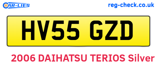 HV55GZD are the vehicle registration plates.