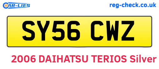SY56CWZ are the vehicle registration plates.
