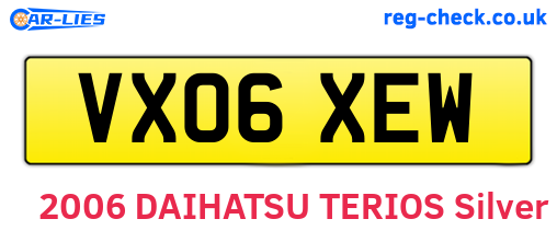 VX06XEW are the vehicle registration plates.