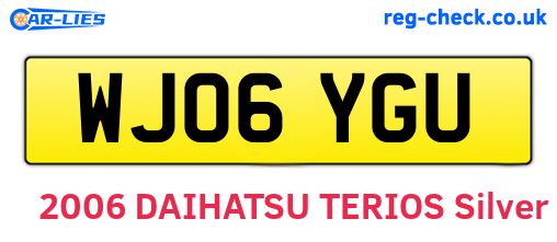 WJ06YGU are the vehicle registration plates.