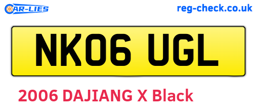 NK06UGL are the vehicle registration plates.