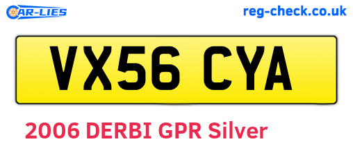 VX56CYA are the vehicle registration plates.