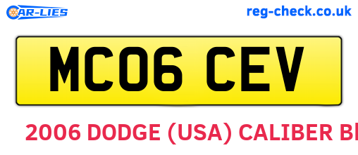 MC06CEV are the vehicle registration plates.