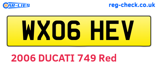 WX06HEV are the vehicle registration plates.