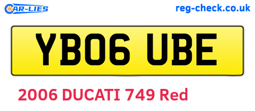 YB06UBE are the vehicle registration plates.