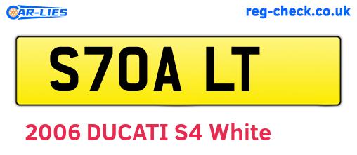 S70ALT are the vehicle registration plates.