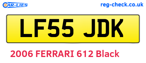 LF55JDK are the vehicle registration plates.