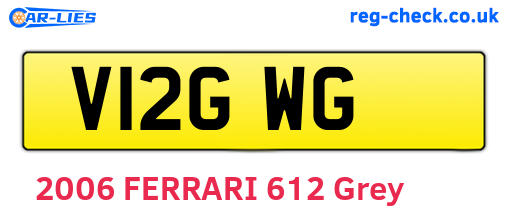 V12GWG are the vehicle registration plates.