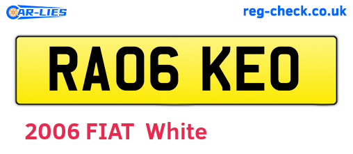 RA06KEO are the vehicle registration plates.