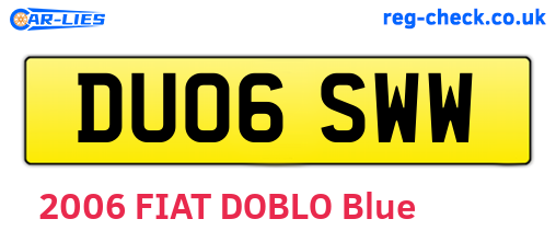 DU06SWW are the vehicle registration plates.