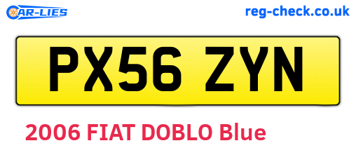 PX56ZYN are the vehicle registration plates.