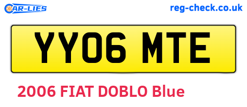 YY06MTE are the vehicle registration plates.