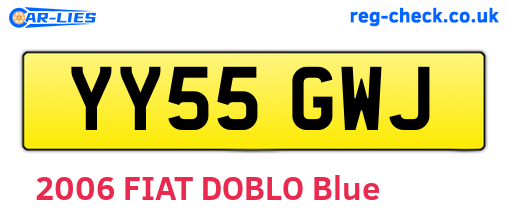 YY55GWJ are the vehicle registration plates.
